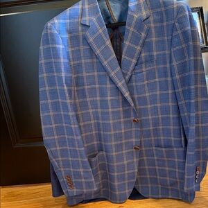 Elegant Blue Checkered Men's Blazer